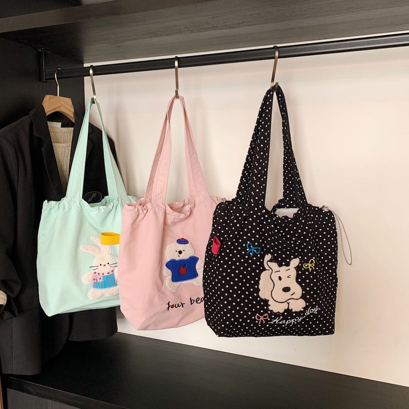 Tea Party Cute Shoulder Bag Lightweight Canvas Bag Student Class Tote Bag Women'S Macaron Color Handbag - Image 3