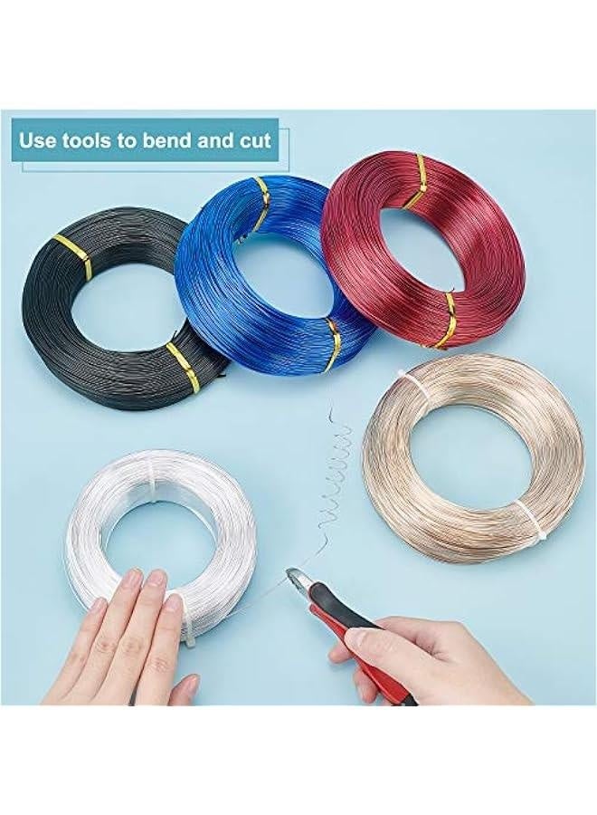 سلك ألمنيوم فضي بسمك 20 قياس بطول 984 قدم مرن لصنع التحف المعدنية وتزيين المجوهرات وإمدادات الحدائق - Image 3