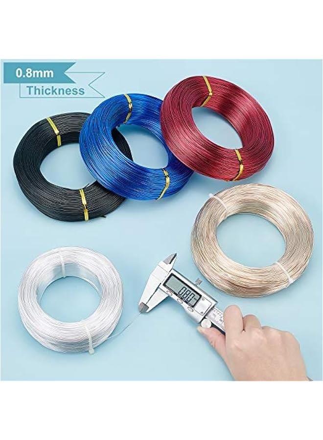 سلك ألمنيوم فضي بسمك 20 قياس بطول 984 قدم مرن لصنع التحف المعدنية وتزيين المجوهرات وإمدادات الحدائق - Image 2