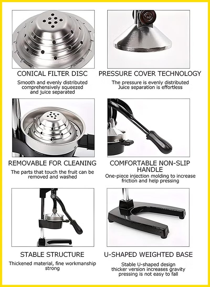 Professional Manual Citrus Juicer with Lever – Easy Juice Extraction for Lemon, Lime, Orange, Grapefruit & Pomegranate – Durable Stainless Steel, Perfect for Home & Commercial Use - Image 1
