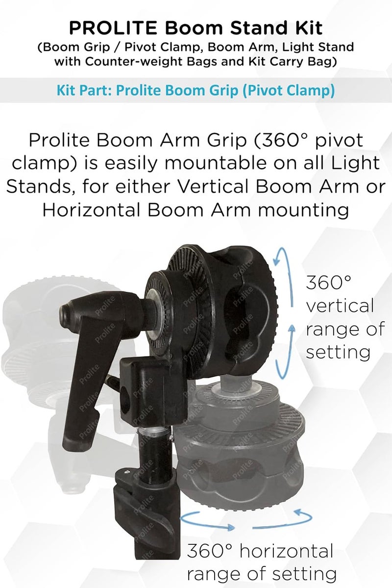 Pro-Lite Photography Lighting Boom Stand Kit | Boom Grip, Boom Arm, Light Stand 9ft, Empty Sandbags | Used with Softbox LED Flash Lighting for Overhead/Table Top Lighting - Image 4