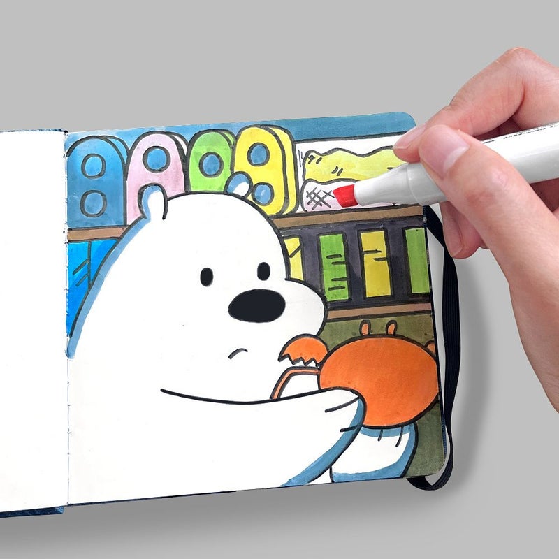 كتاب رسم مغلف بقماش يدوي الكرز، ورق مربع لأقلام الماركر - Image 5