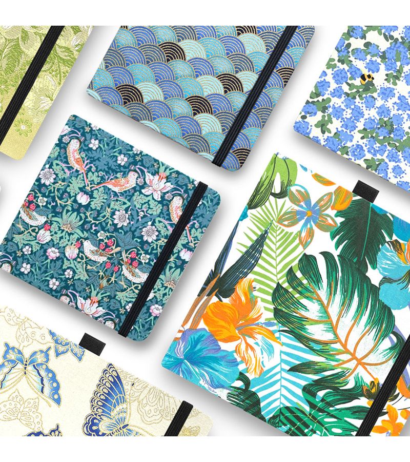 كتاب رسم مغلف بقماش يدوي الكرز، ورق مربع لأقلام الماركر - Image 2