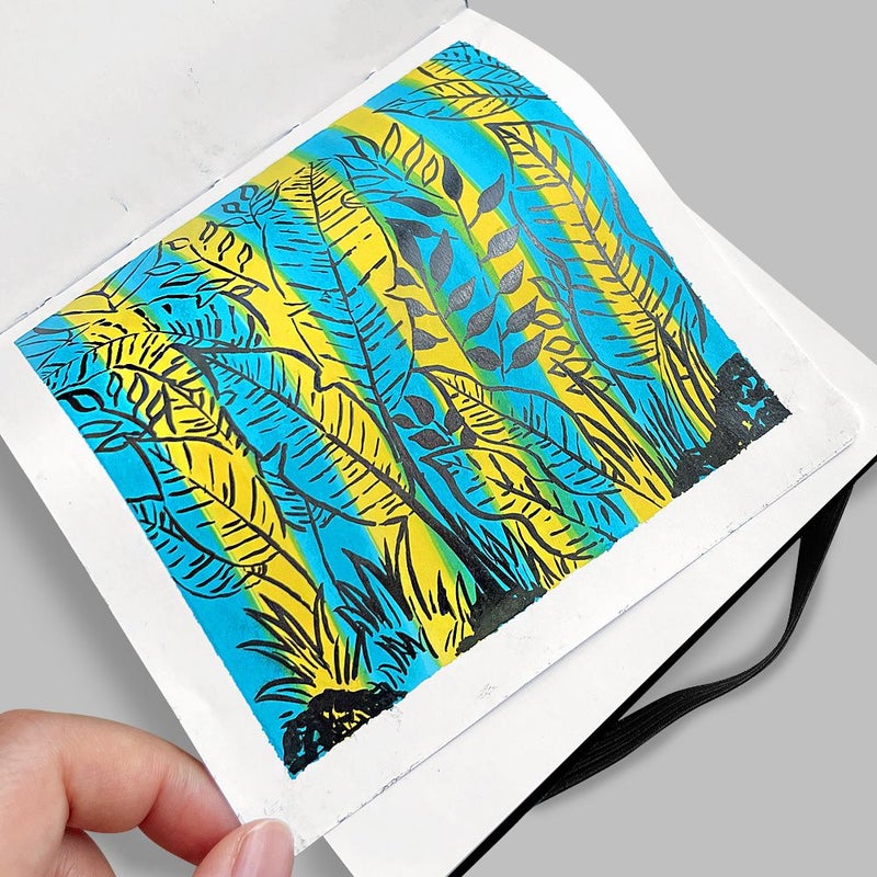 كتاب رسم مغلف بقماش يدوي الكرز، ورق مربع لأقلام الماركر - Image 3