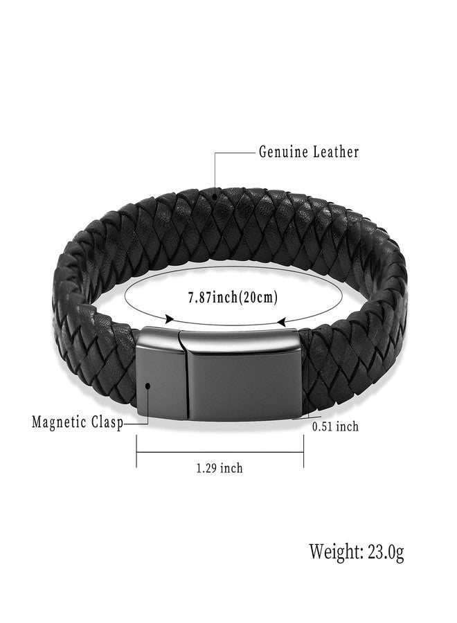 shajwo Cremation Jewelry Urn Bracelet for Ashes for Women Men Keepsake Memorial Cuff Bangle Braided Leather Wristband Bracelet,2 Pack 20/22cm - Image 2