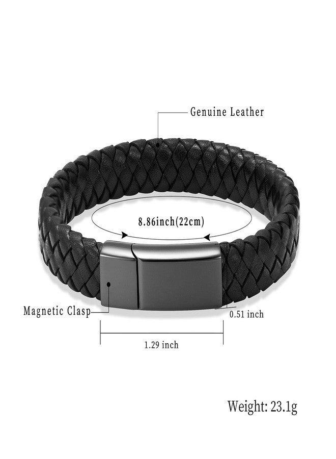 shajwo Cremation Jewelry Urn Bracelet for Ashes for Women Men Keepsake Memorial Cuff Bangle Braided Leather Wristband Bracelet,2 Pack 20/22cm - Image 3