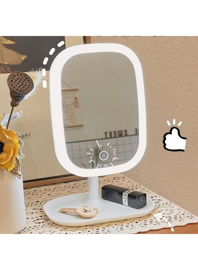 LED Makeup Mirror with 3-Color Lighting & Smart Memory – 360° Swivel, Adjustable Brightness (3000K-6000K), Multiple Size Options for Vanity, Travel or Professional Use