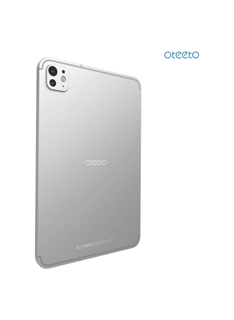 Oteeto - Oteeto Tab 15 with Keyboard and Pen 8GB RAM 512GB Memory 10.1 inch IPS LCD Screen 1280 x 800 Pixels Android 13 Operating System 8MP Front Camera 13MP Rear Camera 6000mAh Battery Supports 3G/4G/5G SIM Cards Color Silver - Image 1