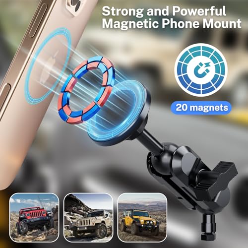 SwiftGaze Stainless Steel Phone Mount for 2011-2017 Wrangler JK JKU Magnetic & Clamp Dual Heads All-Metal Shakeproof Original America Flag Design OEM Screws Dash Mount Install - Image 3