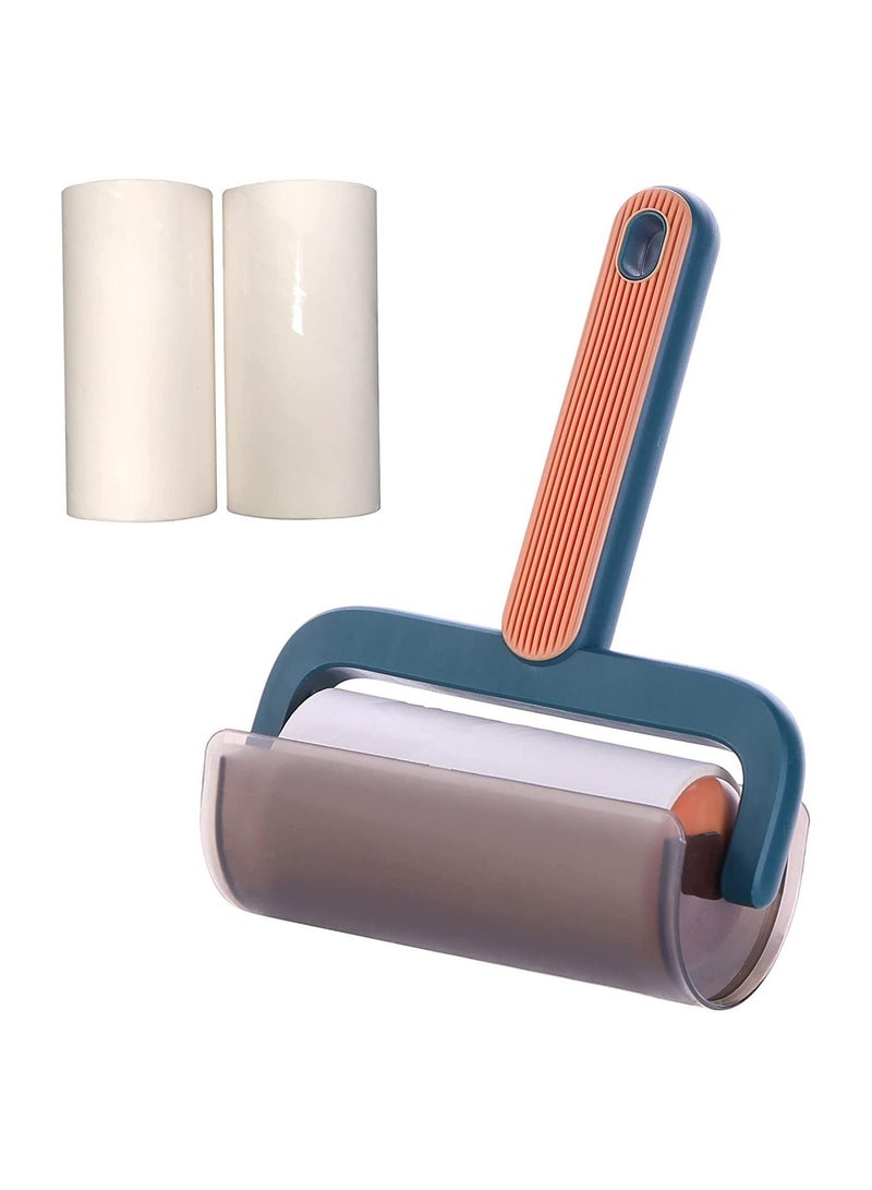 Lint Roller for Pet Hair Extra Sticky Dustproof Reusable Remover Clothes Couch Carpet Furniture 1 Handle with 3 Refills Orange - Image 1
