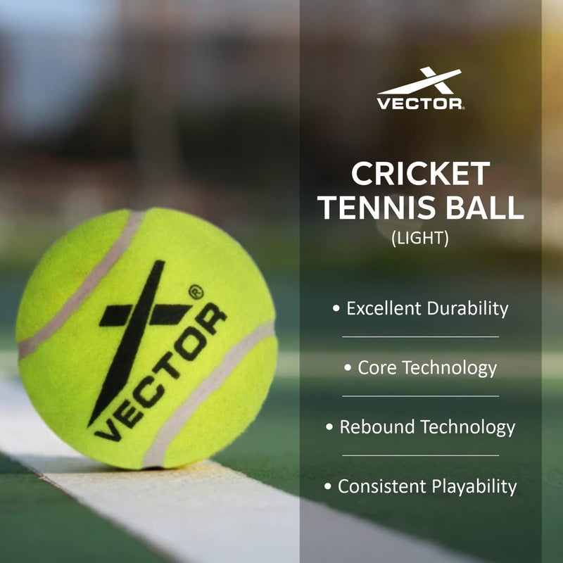 Vector X High Bounce Light / Heavy Weight Tennis Ball for Cricket Practice - Yellow, Light (Pack of 6) - Image 4