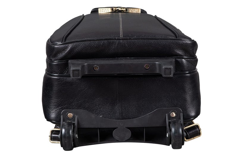 BRAND LEATHER Rolling Backpack Wheeled Laptop Backpack for Travel, Carryon Trolley Luggage Suitcase Compact Business Bag Student Laptop Bag for Men Women (BLACK) - Image 4