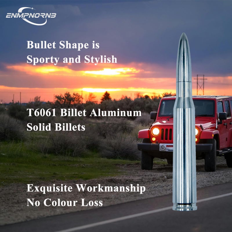 Enmpnornb 5.5inch Chrome Stubby Bullet Antenna Replacement for Various car Models,Dodge, Chevrolet, Raptor Truck Antenna Accessories - Image 4