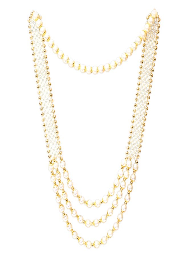 SRC Creations Multi string Necklace Jewellery for Groom Dulha Moti Mala Haar for Men or other useful occassion - Image 1