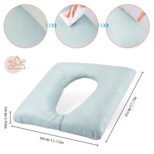 RoamReady Bedside Commode Cushion, Seniors Portable Seat Cushion for Toilet/Shower/Bedside, Universal Fit Commode Padded Seat for Elderly, Seats Pad Cover Toilet Seats 17x17 with Fixing Straps (Blue) - Image 2