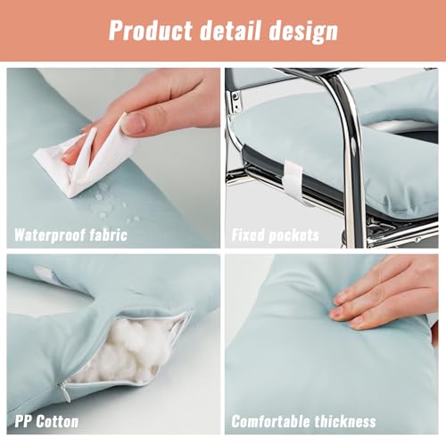 RoamReady Bedside Commode Cushion, Seniors Portable Seat Cushion for Toilet/Shower/Bedside, Universal Fit Commode Padded Seat for Elderly, Seats Pad Cover Toilet Seats 17x17 with Fixing Straps (Blue) - Image 3