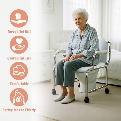 RoamReady Bedside Commode Cushion, Seniors Portable Seat Cushion for Toilet/Shower/Bedside, Universal Fit Commode Padded Seat for Elderly, Seats Pad Cover Toilet Seats 17x17 with Fixing Straps (Blue) - Image 5