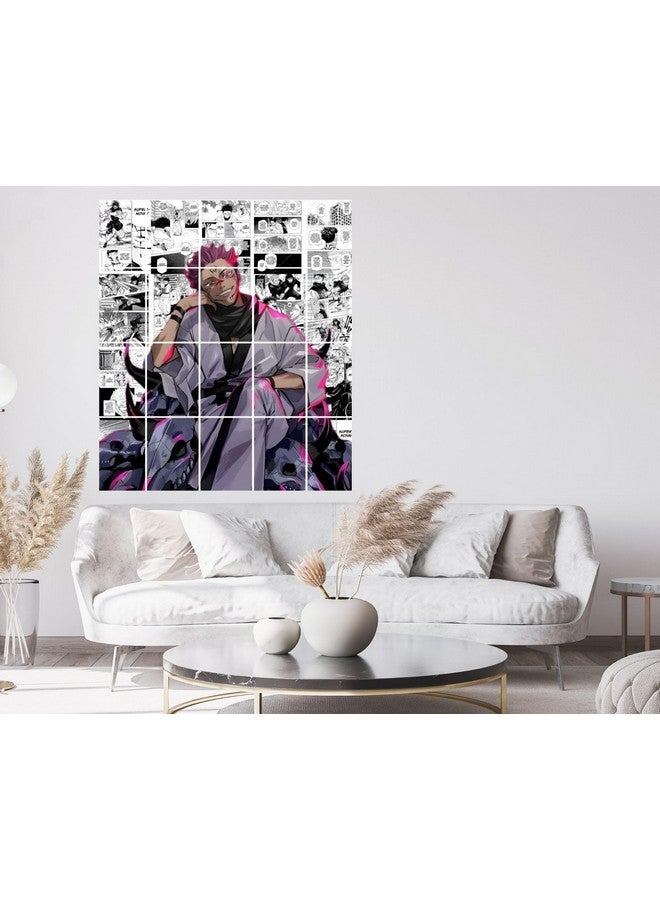 Posters Inc Jujutsu Kaisen Manga Panel Collage Art Kit, Anime Merchandise Wall Decoration Items for Living Room, Home Decor Birthday Gifts for Men, 300 GSM Print, A4 Size Paper with Sticker Set of 20 - Image 3