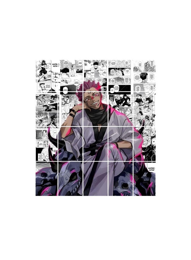 Posters Inc Jujutsu Kaisen Manga Panel Collage Art Kit, Anime Merchandise Wall Decoration Items for Living Room, Home Decor Birthday Gifts for Men, 300 GSM Print, A4 Size Paper with Sticker Set of 20 - Image 2