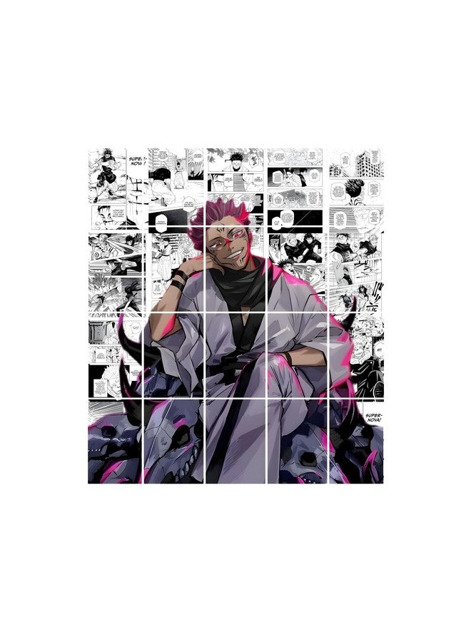Posters Inc Jujutsu Kaisen Manga Panel Collage Art Kit, Anime Merchandise Wall Decoration Items for Living Room, Home Decor Birthday Gifts for Men, 300 GSM Print, A4 Size Paper with Sticker Set of 20 - Image 1