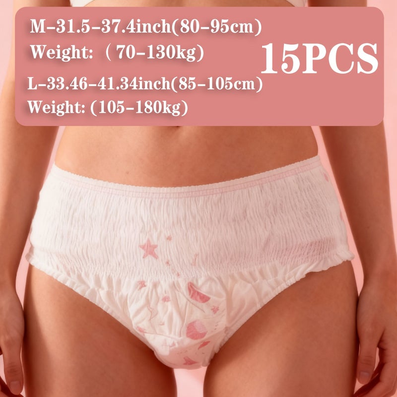 15 Pcs M Size Leak Proof Period Panties for Nighttime Use Offering 360 Degree Protection and Ultra Soft Fabric for Menstrual Comfort - Image 2