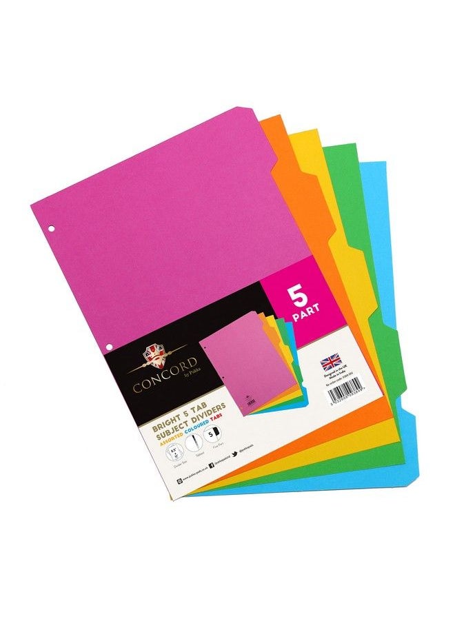 Pukka Pad 5 Part Dividers 1 Pack Of 5 Tab Set 3Ring Binder Compatible 8 1 2 X 11 Inches Bright Colors  - Image 3