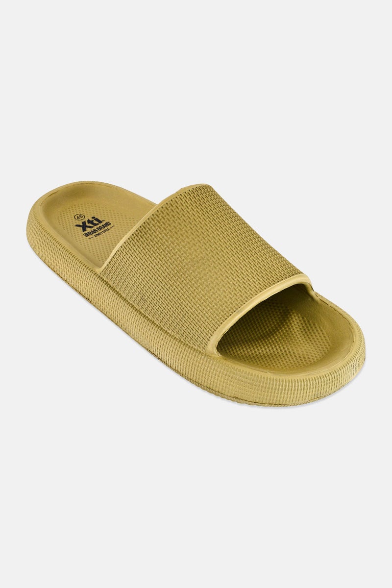 Xti Men Brand Logo Slip On Slides, Olive - Image 1