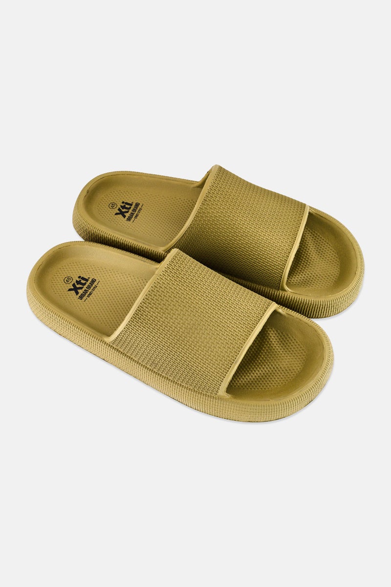 Xti Men Brand Logo Slip On Slides, Olive - Image 3