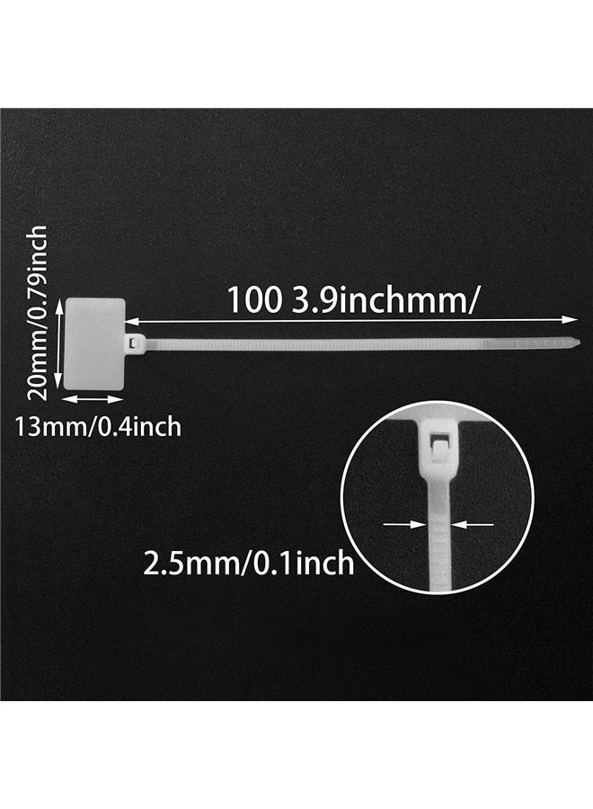 Loquat Nylon Marker Cable Ties 300PCS White Self-locking Wire Zip Ties Cable Mark Tags Label Tie Straps Nylon Power Marking Label - Image 2