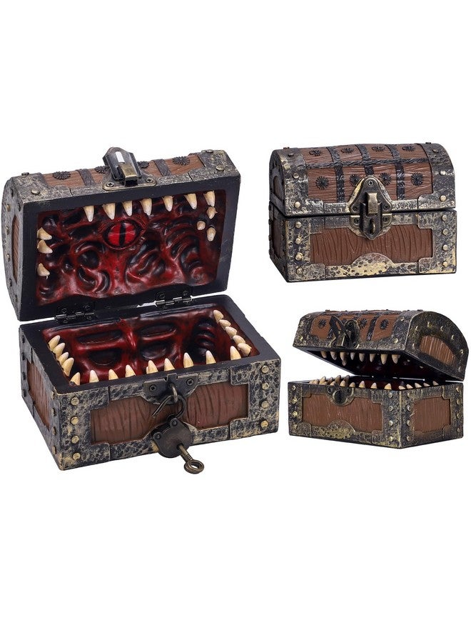 ManchDa Christmas Mimic Chest Dice Box DND Dice Holder DND Dice Case Storage Box for Dungeons and Dragons Players Dungeons & Dragons Gifts Brown Red  - Image 1