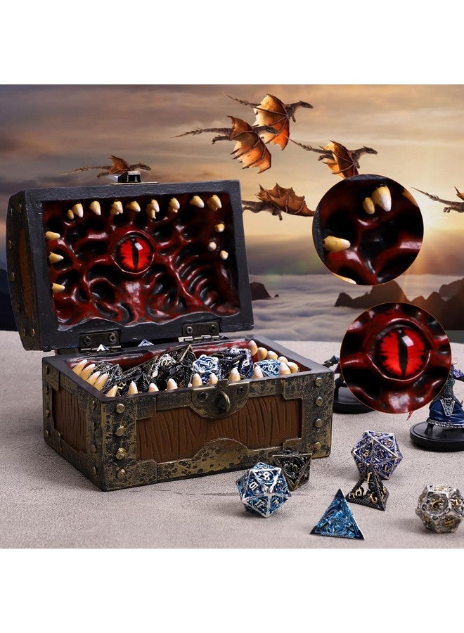ManchDa Christmas Mimic Chest Dice Box DND Dice Holder DND Dice Case Storage Box for Dungeons and Dragons Players Dungeons & Dragons Gifts Brown Red  - Image 3