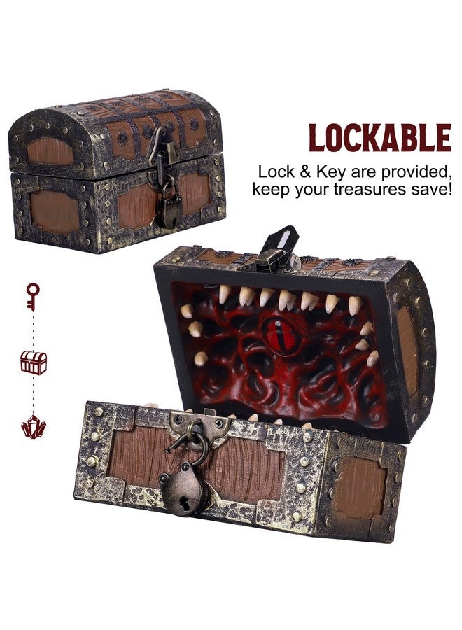 ManchDa Christmas Mimic Chest Dice Box DND Dice Holder DND Dice Case Storage Box for Dungeons and Dragons Players Dungeons & Dragons Gifts Brown Red  - Image 2