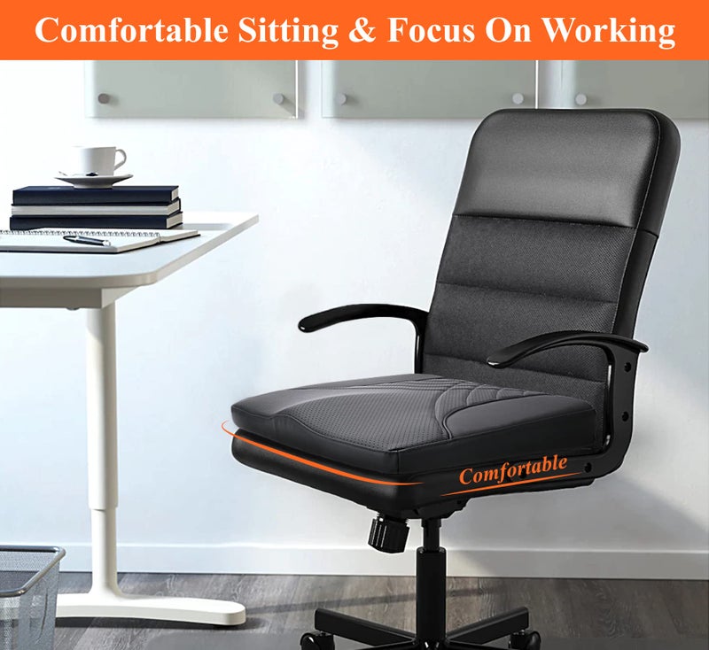 kingphenix Premium Car Seat Cushion, Memory Foam Driver Seat Cushion to Improve Driving View- Coccyx & Lower Back Pain Relief - Seat Cushion for Car, Truck, Office Chair (Leather Black) - Image 3