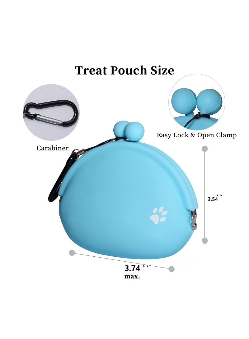 Silicone Reusable Pet Treat Pouch with Clasp, Go Out Snack Bag and Key Case for Dogs and Cats (Blue & Green) - Perfect for Training and Outdoor Adventures. - Image 4