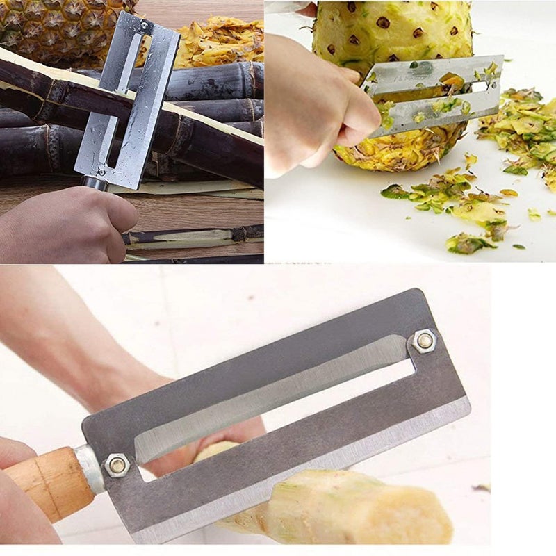 ACHAL سكين تقشير قصب السكر سكين تقشير الأناناس سكين تقشير قصب السكر أداة تخطيط سكين من الفولاذ الكربوني العالي مقبض خشبي غير قابل للانزلاق 1 - Image 2