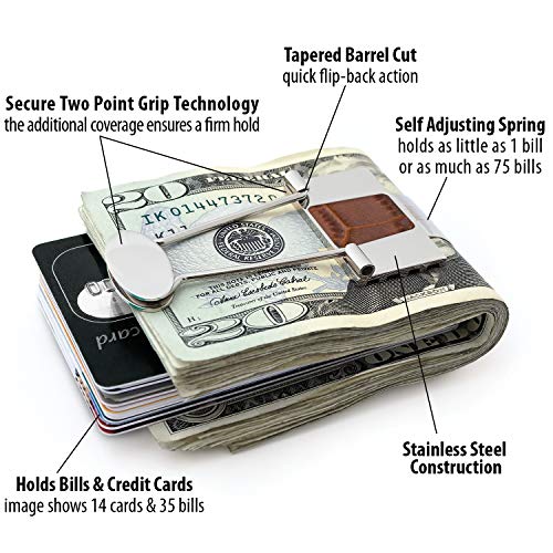 Speidel Stainless Steel Ionic Plated Metal Money Clip for Men, Bill Binder Clip, Wallet, Credit Card Holder, Minimalist Slim Money Clip - Image 4