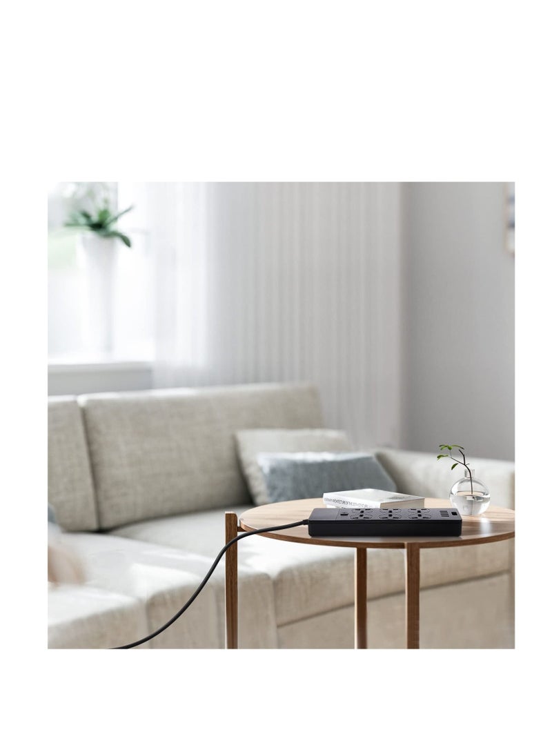 GreenTree Universal Extension Cord with USB, Power Strip with 6 Outlets and 4 Fast Charging USB Ports, Heavy Duty Extension Lead,Charging Socket With 2M Bold Extension Cord--Black  - Image 4