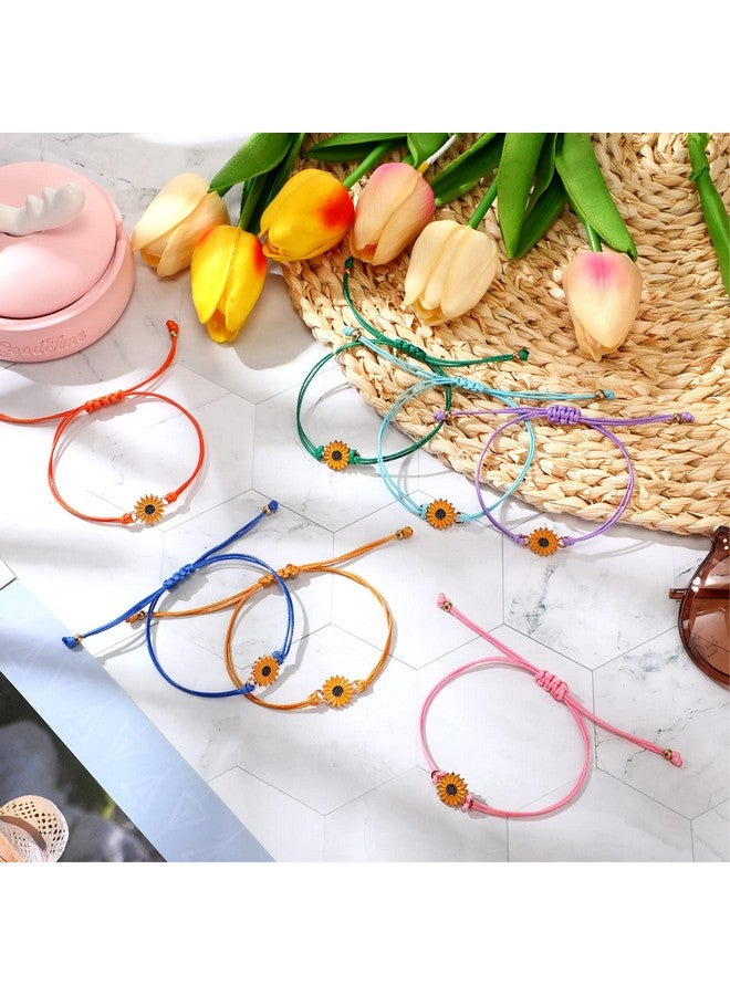 Sureio 20 Pcs Sunflower Bracelets Operation Christmas Gifts Adjustable Handmade Friendship Bracelet Bulk Boho Braided Rope String Bracelets For Women Couples Friend(Vivid Color) - Image 5