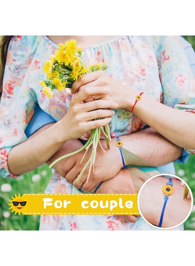 Sureio 20 Pcs Sunflower Bracelets Operation Christmas Gifts Adjustable Handmade Friendship Bracelet Bulk Boho Braided Rope String Bracelets For Women Couples Friend(Vivid Color) - Image 3