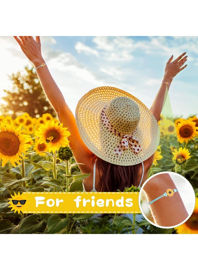 Sureio 20 Pcs Sunflower Bracelets Operation Christmas Gifts Adjustable Handmade Friendship Bracelet Bulk Boho Braided Rope String Bracelets For Women Couples Friend(Vivid Color) - Image 4