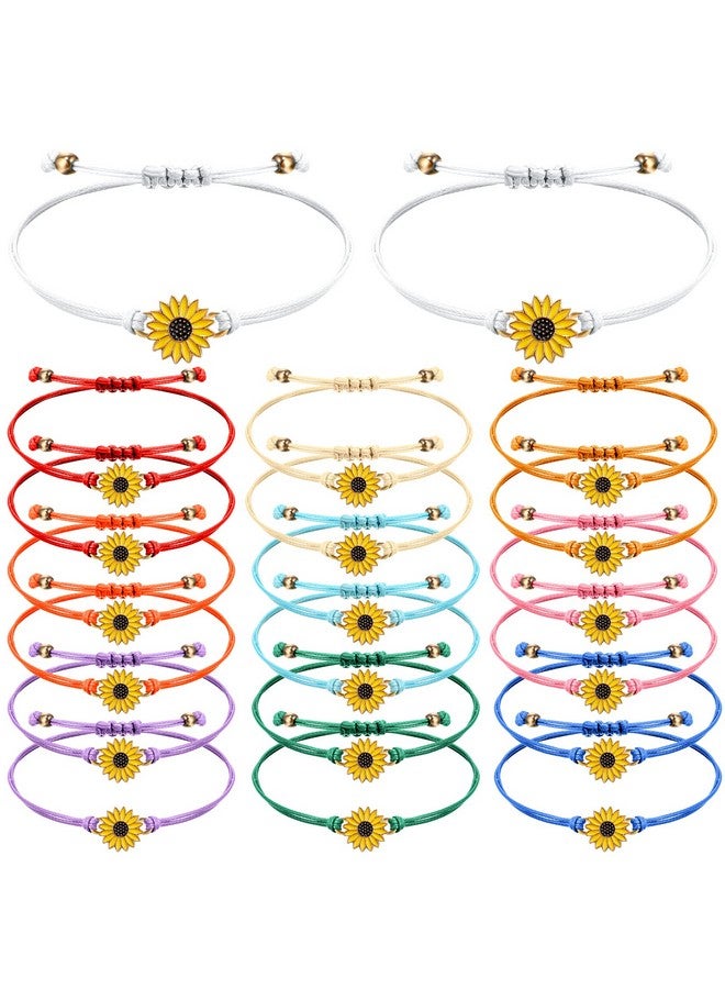 Sureio 20 Pcs Sunflower Bracelets Operation Christmas Gifts Adjustable Handmade Friendship Bracelet Bulk Boho Braided Rope String Bracelets For Women Couples Friend(Vivid Color) - Image 1