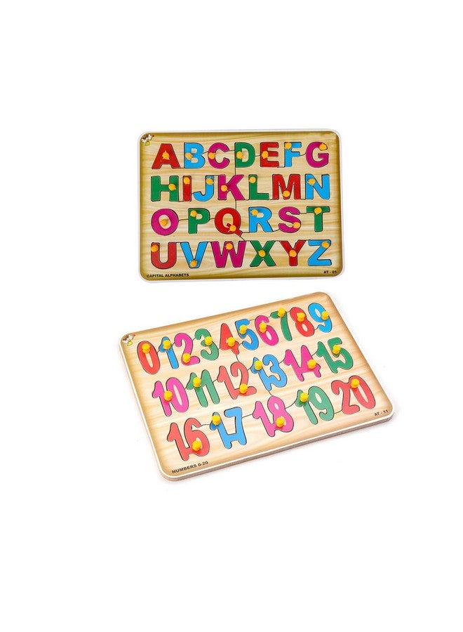 EL FIGO EL FIGO Wooden English Alphabets & Numeric Number 1-20 Wooden Puzzle for 02 Yrs - 05 Yrs (Multicolor) (2 Wooden Boards)  - Image 1