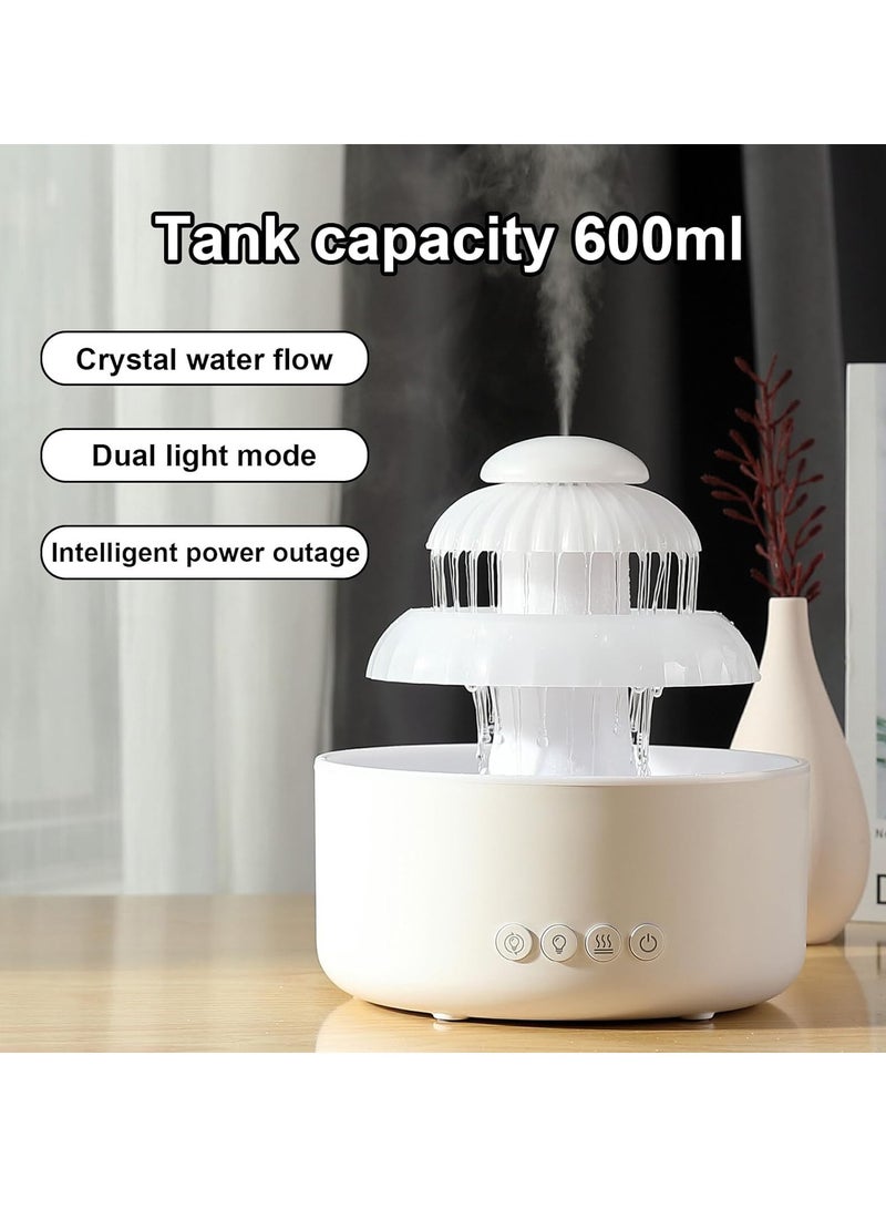 DIGI CORE Water Flowing Humidifier Cloud Rain Humidifier Aromatherapy Humidifier Essential Oil Diffuser 600ML 7 Colors Changing Night Light Mushroom Humidifier Air Purifier Rain Humidifier For Bedroom - Image 2
