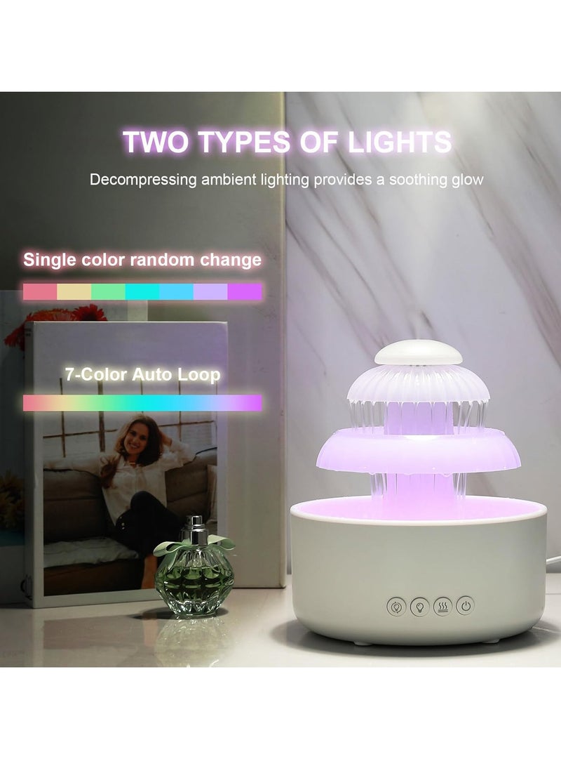 DIGI CORE Water Flowing Humidifier Cloud Rain Humidifier Aromatherapy Humidifier Essential Oil Diffuser 600ML 7 Colors Changing Night Light Mushroom Humidifier Air Purifier Rain Humidifier For Bedroom - Image 3