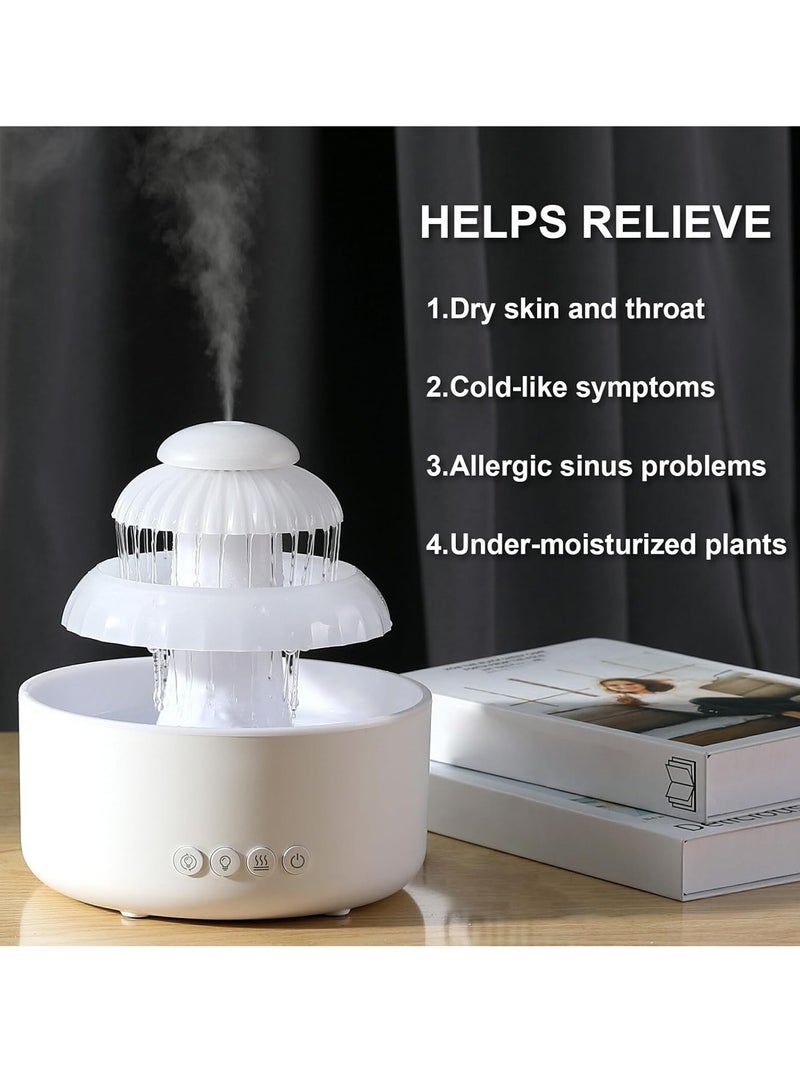 DIGI CORE Water Flowing Humidifier Cloud Rain Humidifier Aromatherapy Humidifier Essential Oil Diffuser 600ML 7 Colors Changing Night Light Mushroom Humidifier Air Purifier Rain Humidifier For Bedroom - Image 5