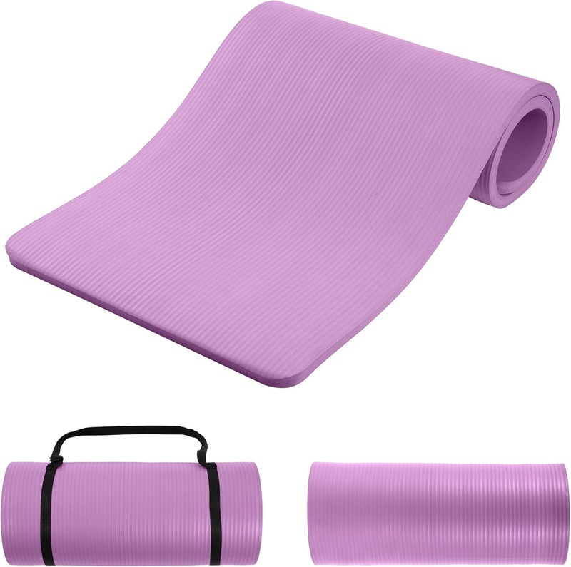 BalanceFrom حصيرة يوغا فاخرة بسمك 1 إنش، رغوة NBR عالية الكثافة، حصيرة يوغا بسمك 1 إنش لتوفير cushioning وحماية المفاصل، غير قابلة للانزلاق لتمارين البيلاتس، وصالة الألعاب الرياضية والتمارين - Image 1