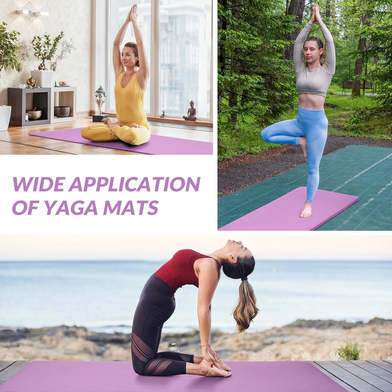 BalanceFrom حصيرة يوغا فاخرة بسمك 1 إنش، رغوة NBR عالية الكثافة، حصيرة يوغا بسمك 1 إنش لتوفير cushioning وحماية المفاصل، غير قابلة للانزلاق لتمارين البيلاتس، وصالة الألعاب الرياضية والتمارين - Image 5