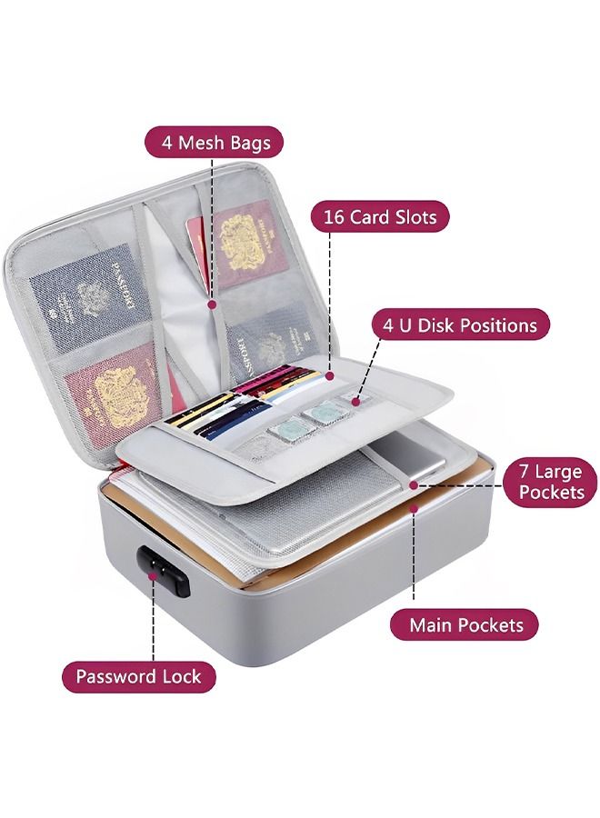 سوسيتي أكياس تخزين الملفات - أكياس تنظيم المستندات المقاومة للحريق مع قفل - أكياس المستندات المقاومة للماء - حقيبة تخزين الملفات المحمولة متعددة الطبقات - Image 4