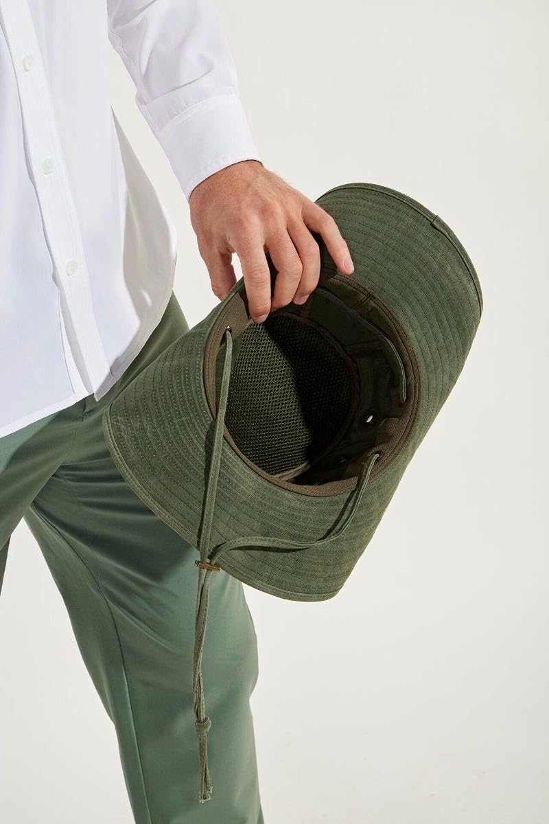 Coolibar Men's Cotton Hat - UPF 50+ Sun Protection - Charlie in Forest Green - Image 3