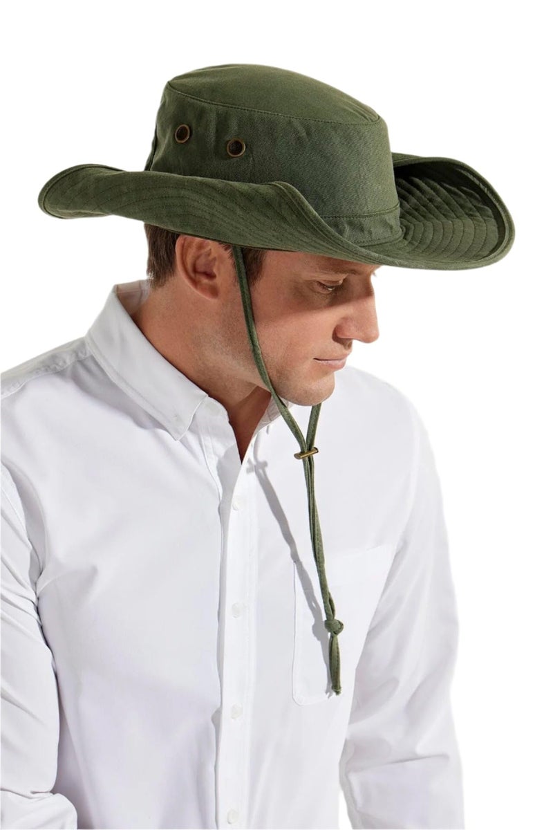 Coolibar Men's Cotton Hat - UPF 50+ Sun Protection - Charlie in Forest Green - Image 1